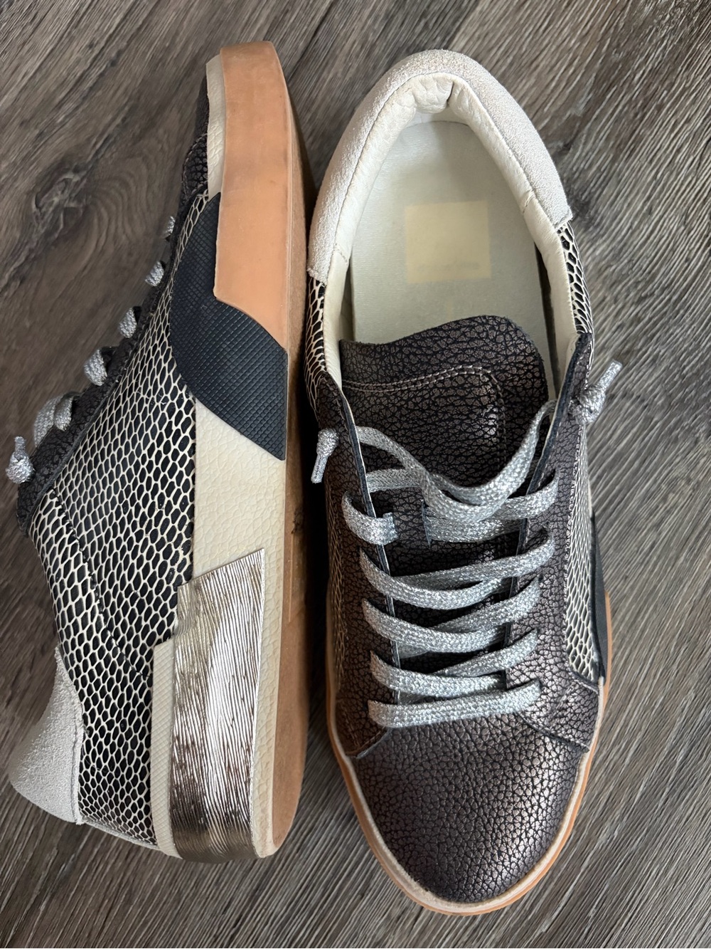 Dolce Vita Black Metallic and Silver Women's Low-Top Sneakers
